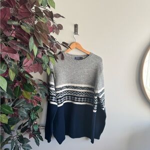 Ralph Lauren Gray and Navy Crewneck Sweater
